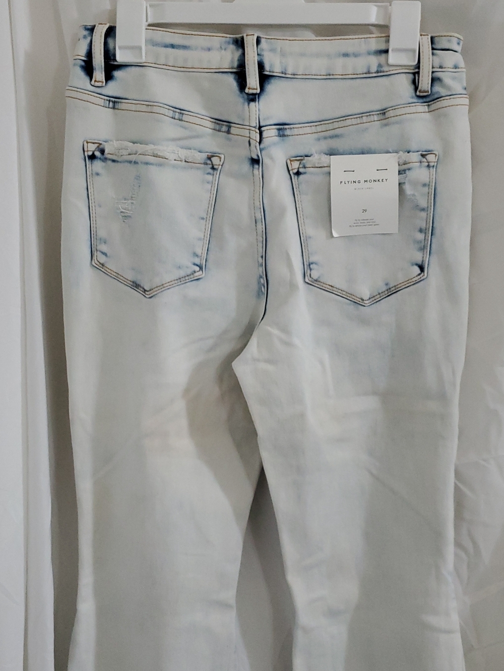Flying Monkey High‎ Rise Coco Blues distressed light wash Flares jeans size 29 - Picture 11 of 13